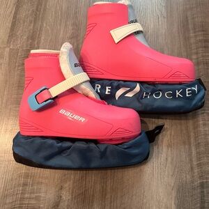 Bauer Pink and Blue Ice Skates